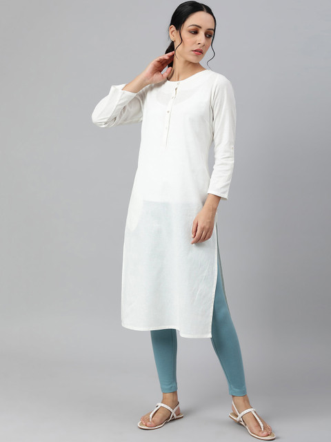 W Women Blue Solid Ankle-Length Leggings - Image 5