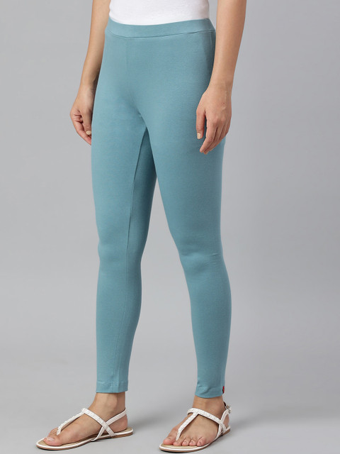 W Women Blue Solid Ankle-Length Leggings - Image 3