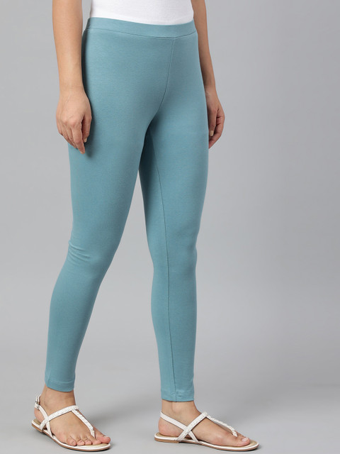 W Women Blue Solid Ankle-Length Leggings - Image 2