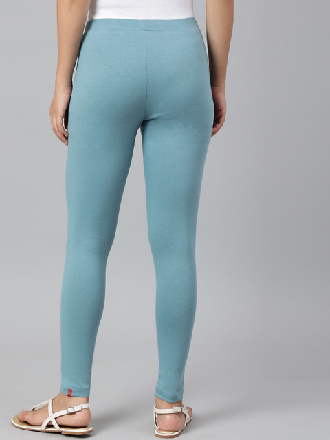 W Women Blue Solid Ankle-Length Leggings - Image 4