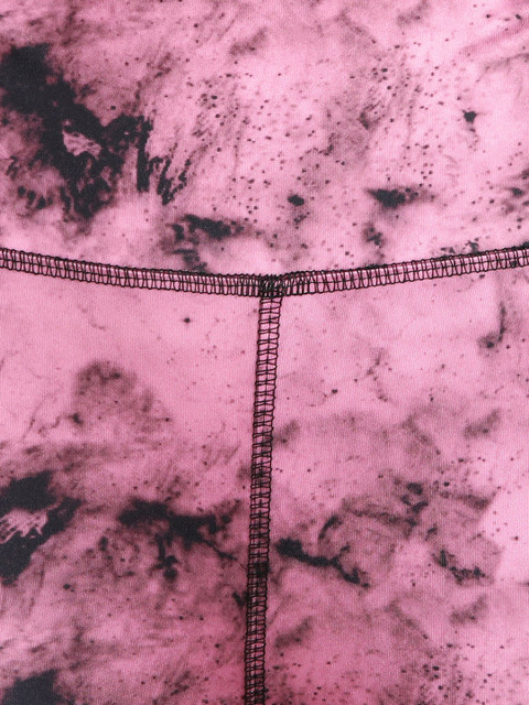 Rock Paper Scissors Pink & Black Tie & Dye Printed Gym Tights - Image 6