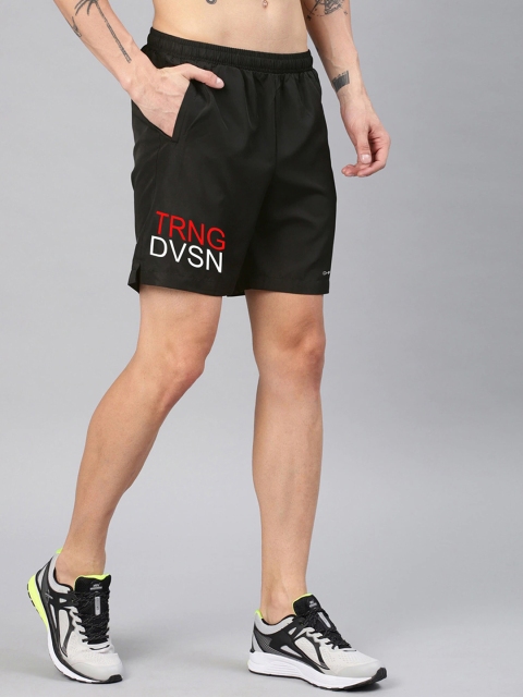 Dpassion Men Black Typography Running Sports Shorts - Image 2