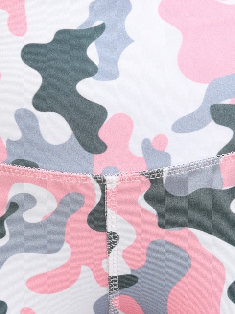 Rock Paper Scissors Women Pink Camouflage Printed High-Rise Cycling Sports Shorts - Image 6