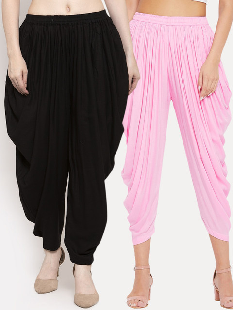Clora Creation Women Pack of 2 Black & Pink Solid Dhoti Salwar