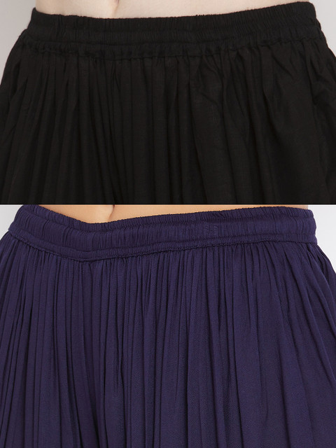 Clora Creation Women Pack Of 2 Black & Navy Blue Solid Dhoti Salwar - Image 6