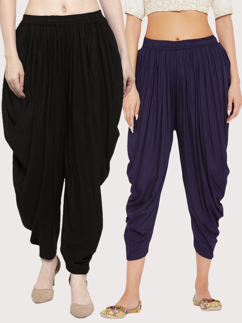 Clora Creation Women Pack Of 2 Black & Navy Blue Solid Dhoti Salwar