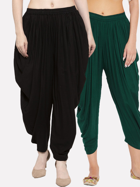 Clora Creation Women Pack Of 2 Black & Green Solid Dhoti Salwar