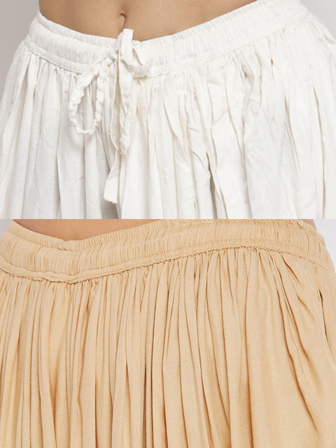 Clora Creation Women Pack of 2 Off-White & Beige Solid Dhoti Salwar - Image 6