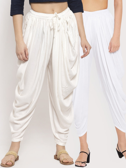 Clora Creation Women Pack of 2 Off-White & White Solid Dhoti Salwar