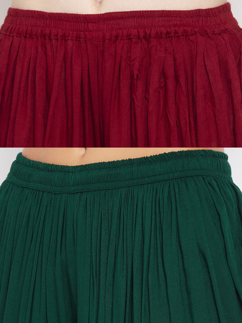 Clora Creation Women Maroon And Green Pack of 2 Solid Dhoti Salwar - Image 5