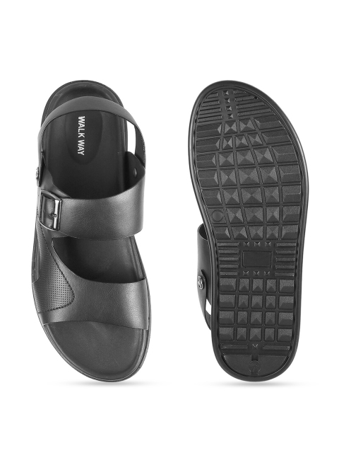 WALKWAY by Metro Men Black & Silver-Toned Comfort Sandals - Image 4