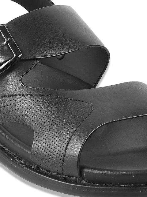 WALKWAY by Metro Men Black & Silver-Toned Comfort Sandals - Image 5