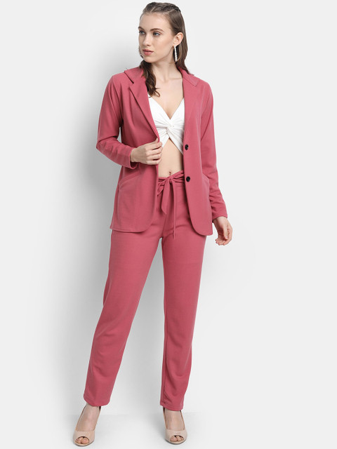 Golden Kite Women Pink Solid Single-Breasted Blazer - Image 6