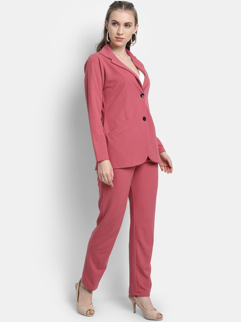 Golden Kite Women Pink Solid Single-Breasted Blazer - Image 7