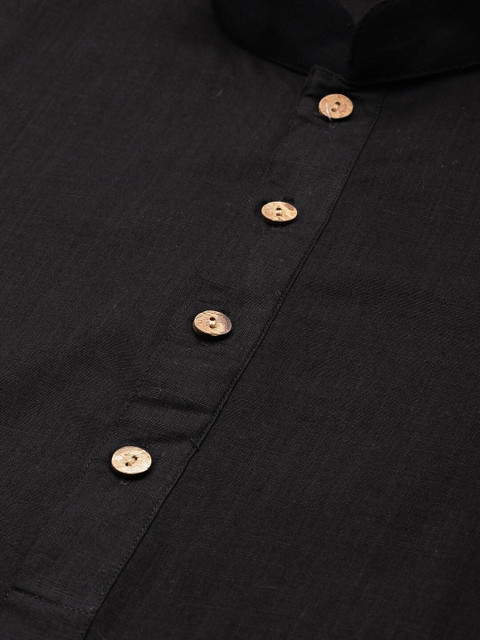 VASTRAMAY Men Black Thread Work Kurta - Image 2