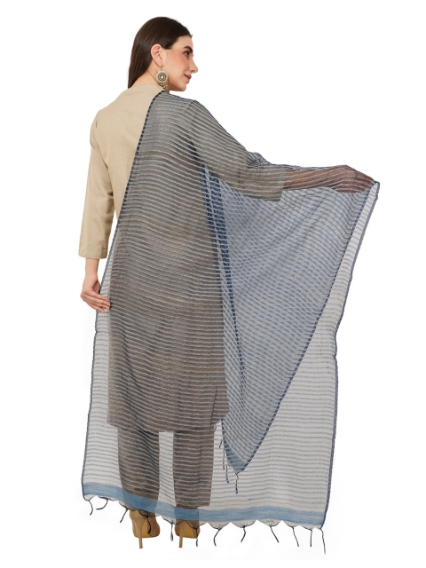 Rhe-Ana Blue Striped Art Silk Dupatta - Image 4