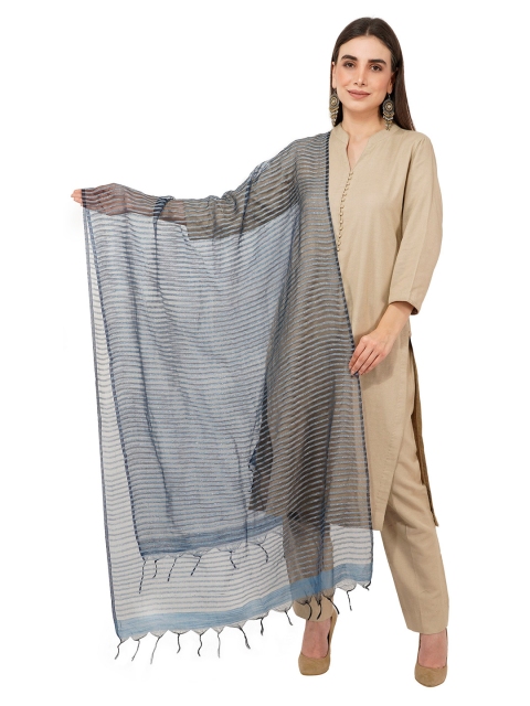 Rhe-Ana Blue Striped Art Silk Dupatta