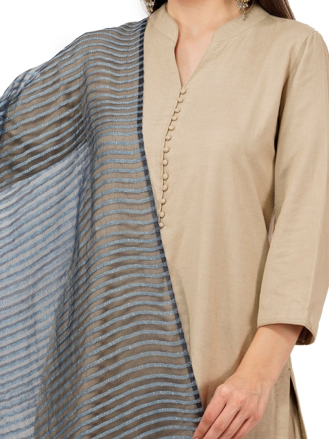Rhe-Ana Blue Striped Art Silk Dupatta - Image 2
