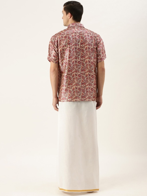 VASTRAMAY Men Maroon & White Printed Clothing Set - Image 5