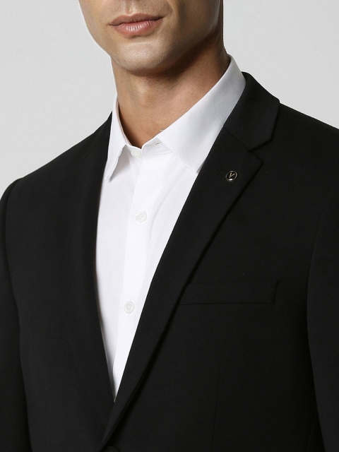 Van Heusen Men Black Solid Single-Breasted Slim-Fit Formal Blazer - Image 2