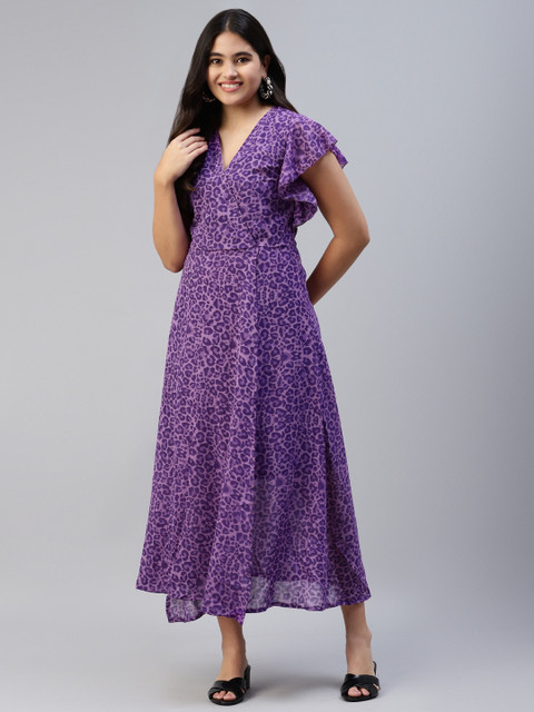 plusS Women Purple Animal Maxi Dress