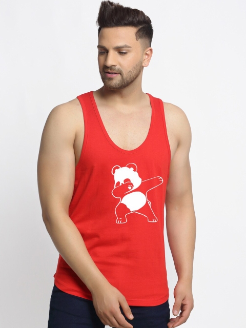 Friskers Men Red Printed Innerwear Vests