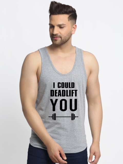 Friskers Men Grey Printed Pure Cotton Innerwear Vest