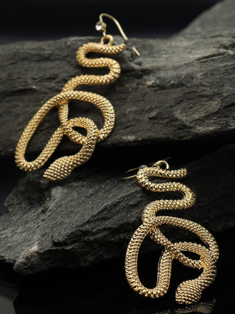 SOHI Gold-Toned Contemporary Drop Earrings