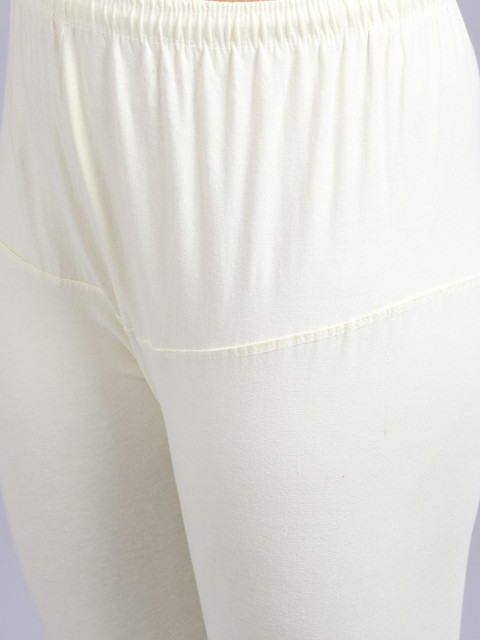 GRACIT Women Navy Blue and Off White Solid Churidar-Length Set Of 2 Leggings - Image 6