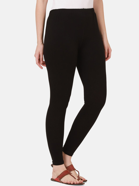 BUY NEW TREND Women Set of 2 Royal Black &Blue Cotton Ankle Length Leggings - Image 3