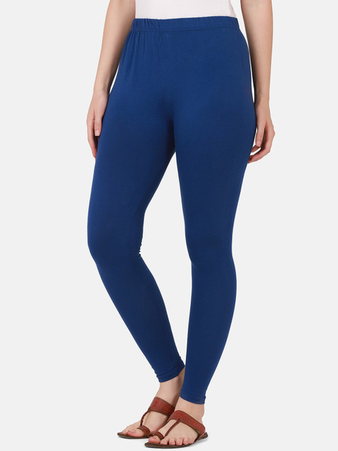BUY NEW TREND Women Set of 2 Royal Black &Blue Cotton Ankle Length Leggings - Image 4