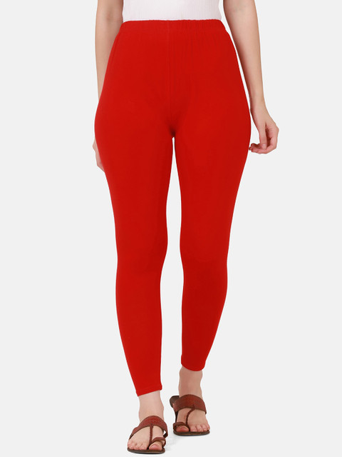 BUY NEW TREND Women Pack Of 2 Black & Red Solid Ankle-Length Leggings - Image 2