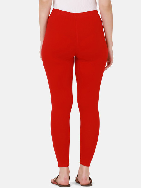 BUY NEW TREND Women Pack Of 2 Black & Red Solid Ankle-Length Leggings - Image 5