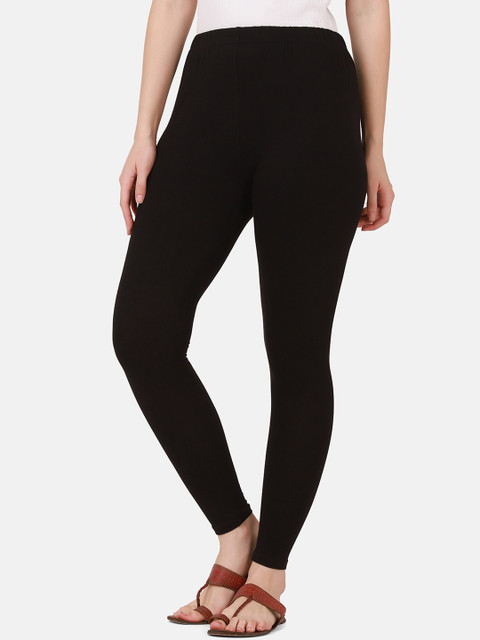 BUY NEW TREND Women Pack Of 2 Black & Red Solid Ankle-Length Leggings - Image 4