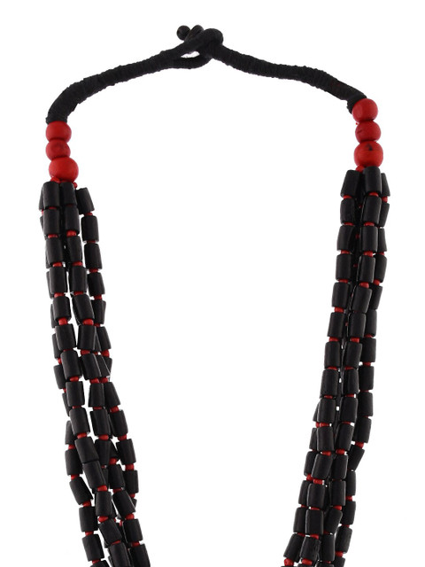 Bamboo Tree Jewels Black & Red Afghan Necklace - Image 4