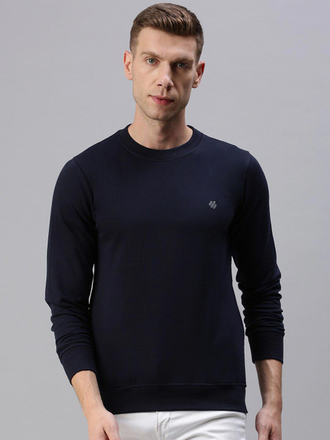 ONN Men Navy Blue Solid Sweatshirt