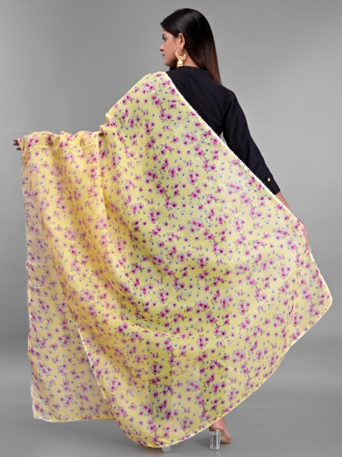 Apratim Yellow & Pink Printed Dupatta - Image 4