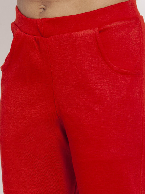 TAG 7 Women Red Solid Ankle-Length Woolen Pants - Image 5