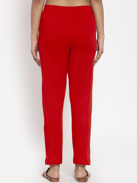 TAG 7 Women Red Solid Ankle-Length Woolen Pants - Image 3