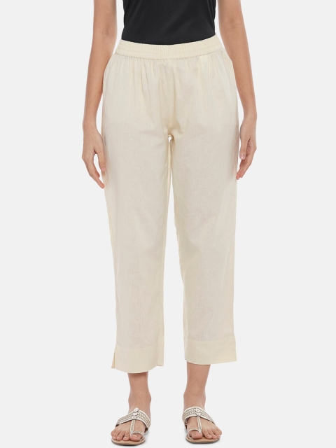 RANGMANCH BY PANTALOONS Women Beige Solid Trousers