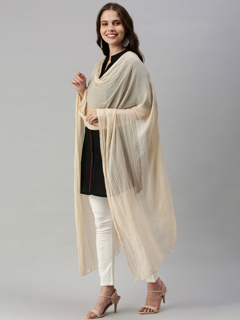 Soch Women Beige Poly Georgette Dupatta - Image 3