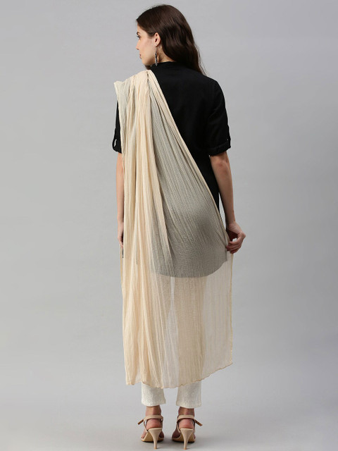 Soch Women Beige Poly Georgette Dupatta - Image 4