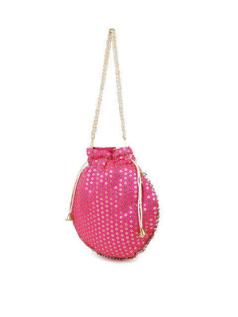 LIKAA Pink Embellished Potli Clutch - Image 5