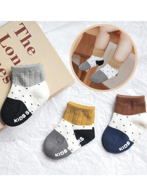 YOUSTYLO Kids Pack Of 3 Patterned Cotton Ankle-Length Socks - Image 3