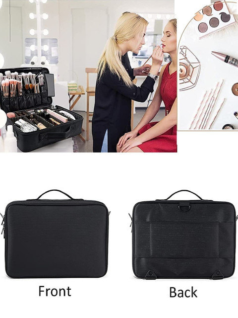 LAFILLETTE Black Two Layered Cosmetic Organizer Bag - Image 2
