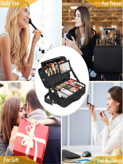 LAFILLETTE Black Two Layered Cosmetic Organizer Bag - Image 3