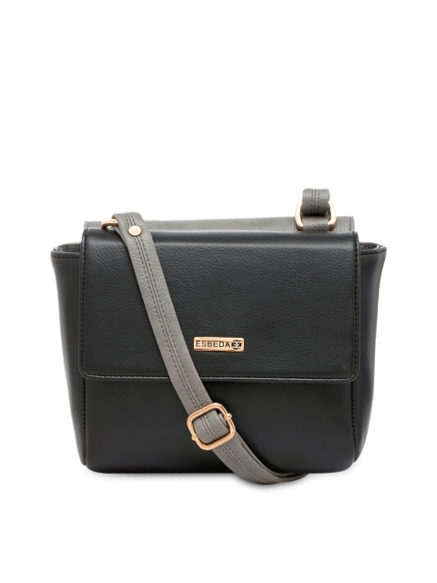 ESBEDA Black & Grey Solid Sling Bag