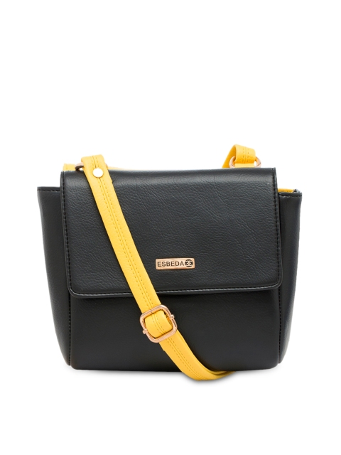 ESBEDA Black & Yellow Solid Sling Bag