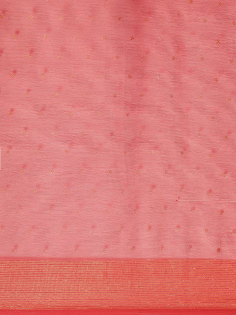 Mitera Red & Gold-Toned Floral Zari Pure Chiffon Saree - Image 4