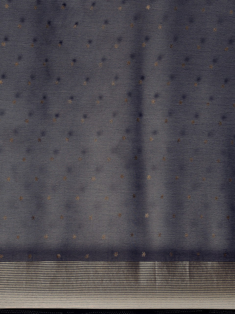 Mitera Black & Gold-Toned Floral Zari Pure Chiffon Saree - Image 4